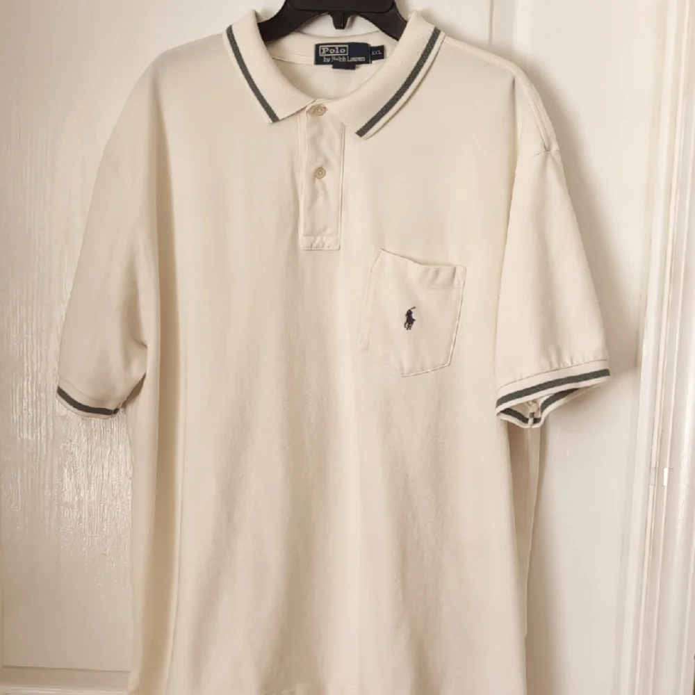 Ralph Lauren Ivory Polo Shirt With Pocket. Size XXL